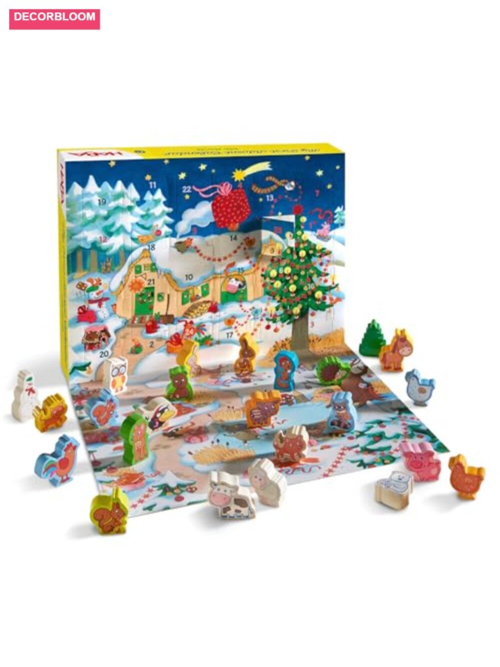 Wooden Farmyard Advent Calendar 24 Wooden Figures & Storybook